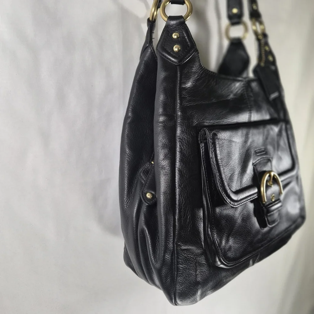 Y2k Coach Campbell F24686 Black Leather Hobo Shoulder Bag Purse Handbag